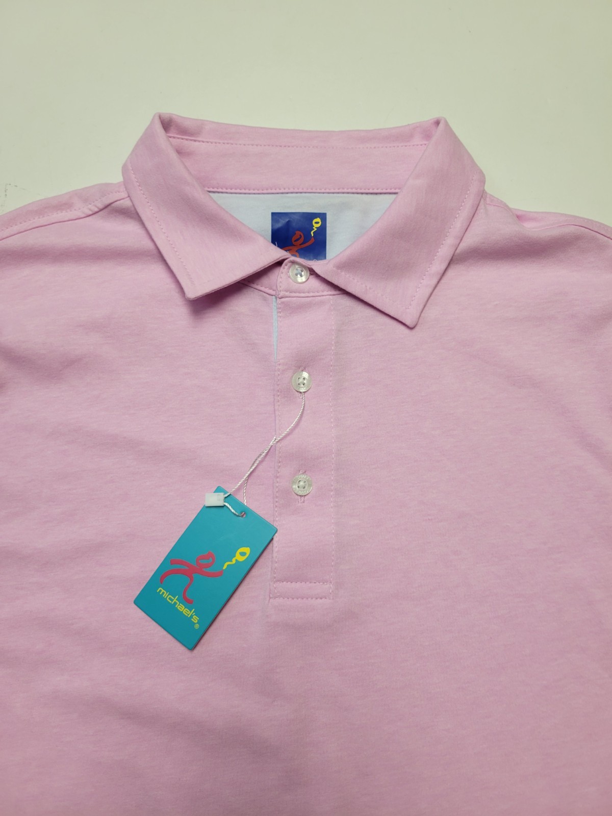 $98 New MICHAEL’S Stretch Cotton Poly Blend Polo Shirt MEN’S MEDIUM M Pink S/S