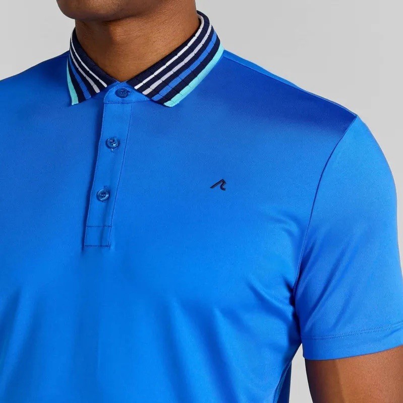 Redvanly Golf Shirt Polo Sleeve Logo Mael L Marine Polyester Spandex MSRP $110