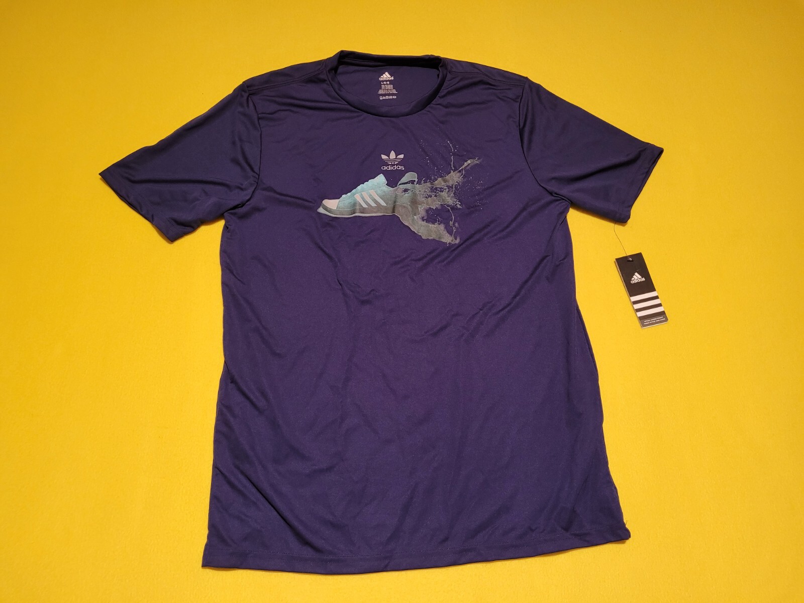 Adidas Mens Go To Performance Tee Shirt Large Violet/D.Blue NWT FREE SHIPPING