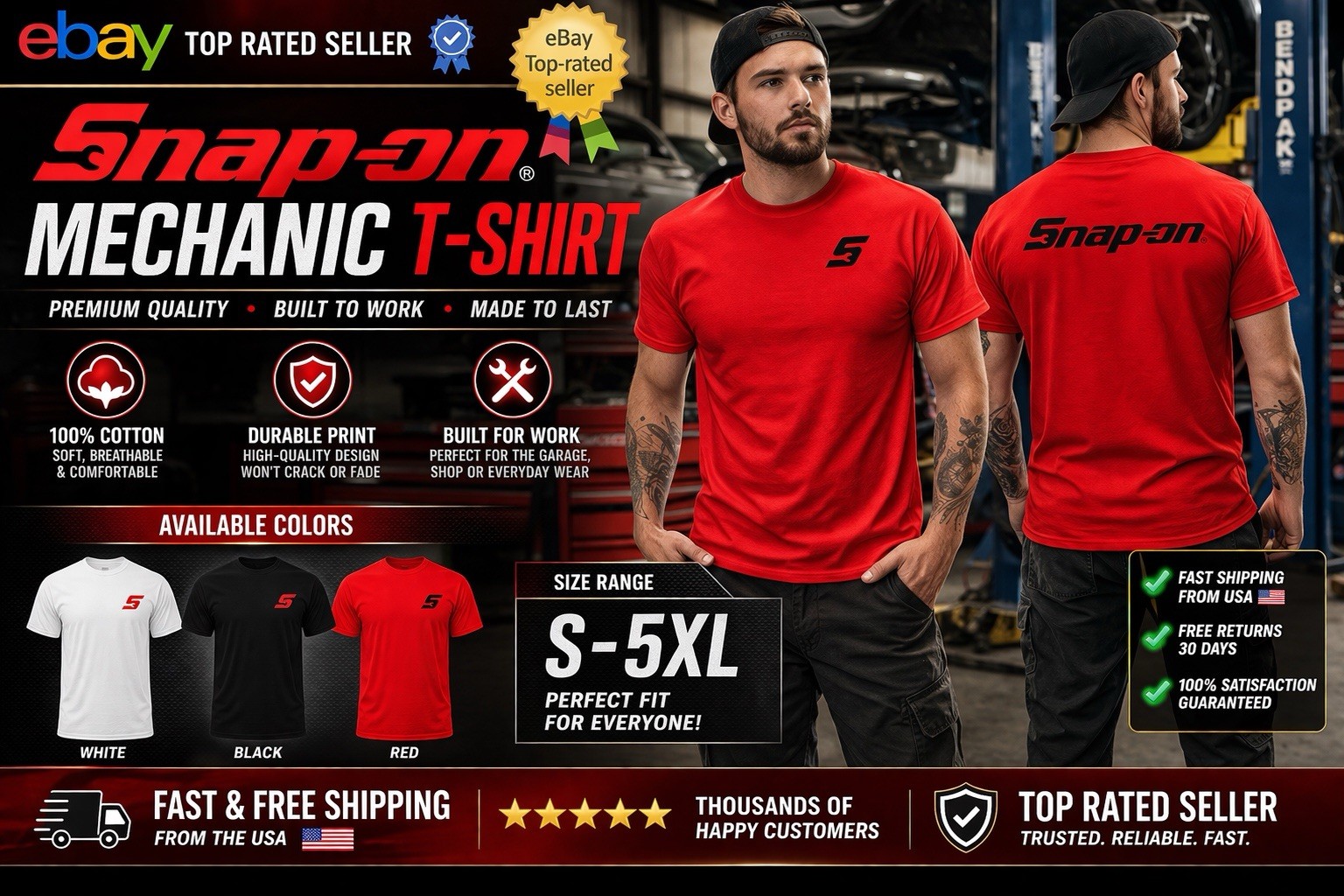 Snap-on tools short-sleeved t-shirt Snap-on clothing for men Father’s Day gift