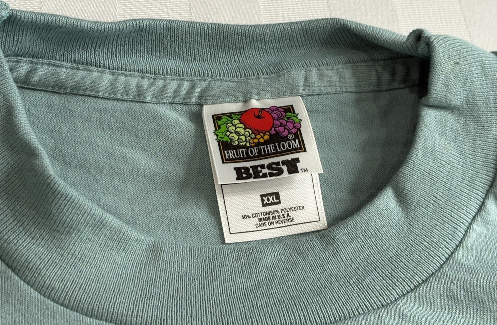 Vtg 80s 90s Fruit Of The Loom Best Blank T Shirt Adult XXL Lt Green USA Made NOS