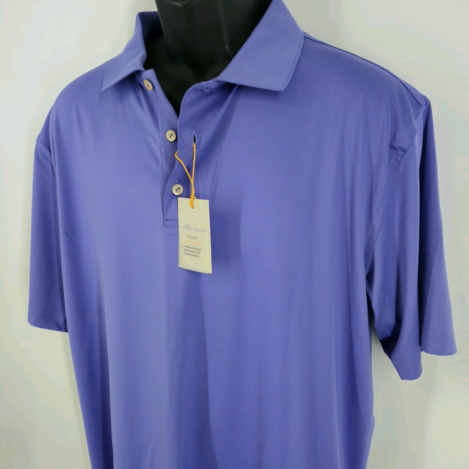 Peter Millar Mens Size Large Sean Stretch Jersey Polo Shirt Purple Travel Luxury