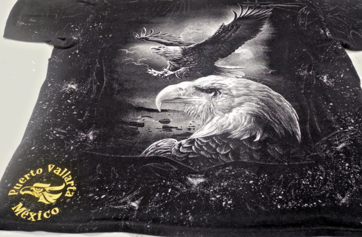 Men’s Yazbek T-Shirt Bald Eagles Puerto Vallarta, Mexico Black/Yellow 2XL EUC