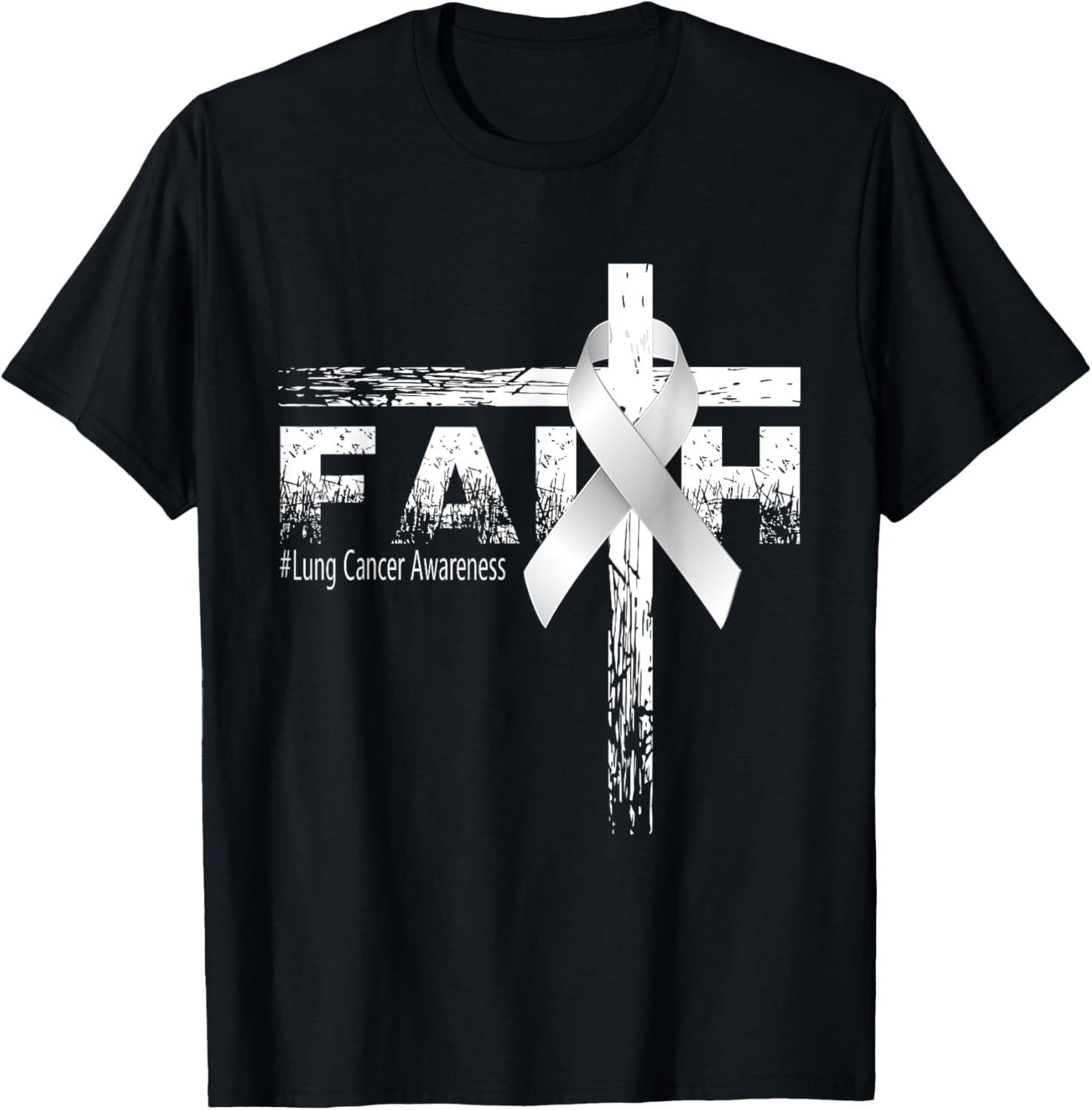 Lung Cancer Awareness Christian Faith & Cross T-Shirt