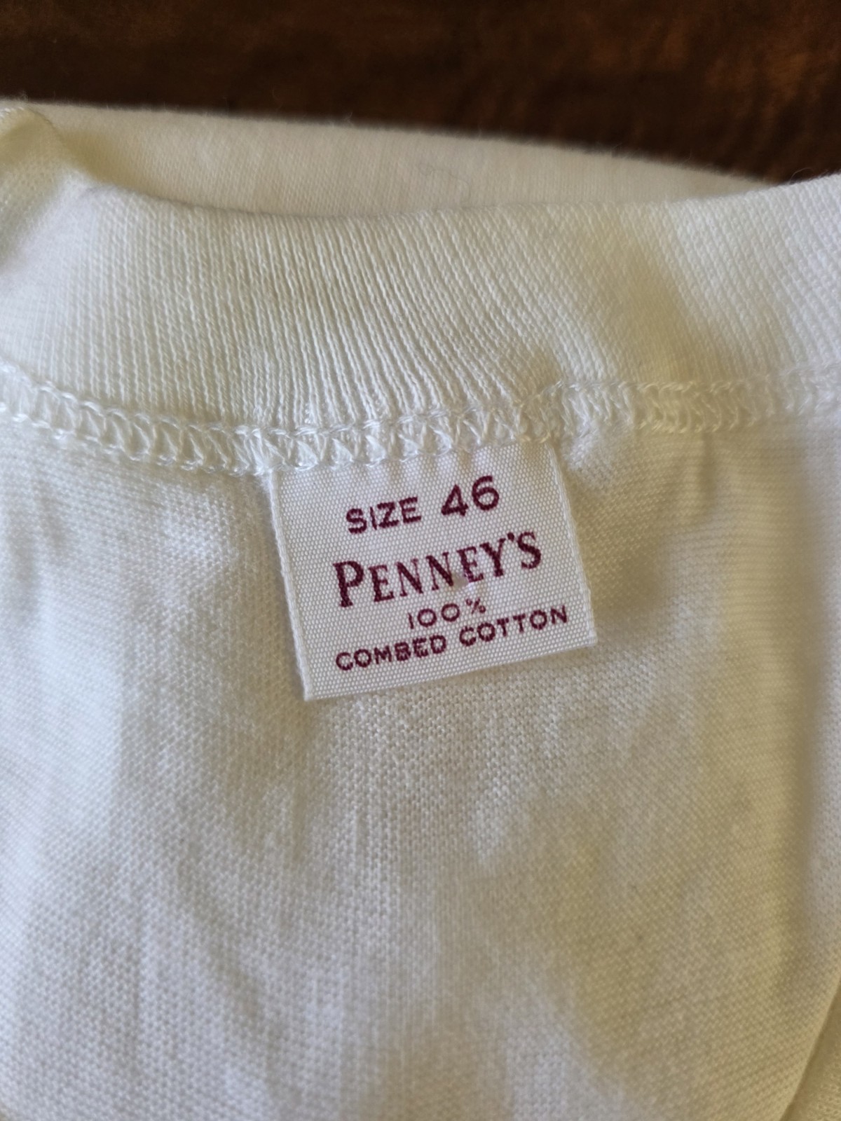 New NWOT Vintage 50s Penny’s White Blank Soft T-shirt Size 46 100% Combed Cotton