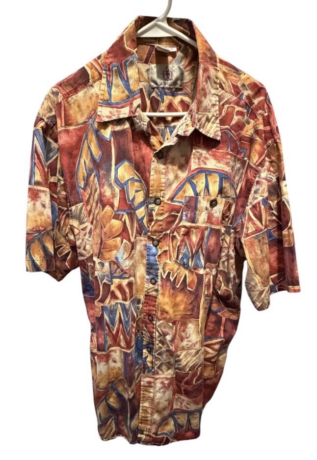 Vintage The Territory Ahead Shirt Mens XL Colorful Abstract Art Hawaiian 90s