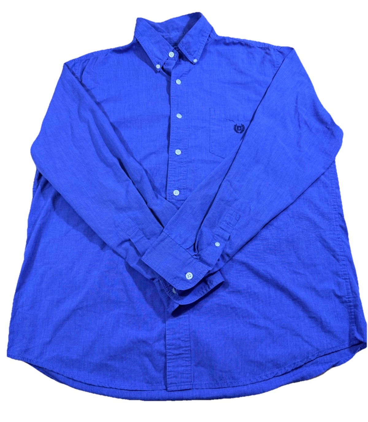 Chaps Easy Care Shirt Mens Large Blue Long Sleeve Button Down Cotton Blend L