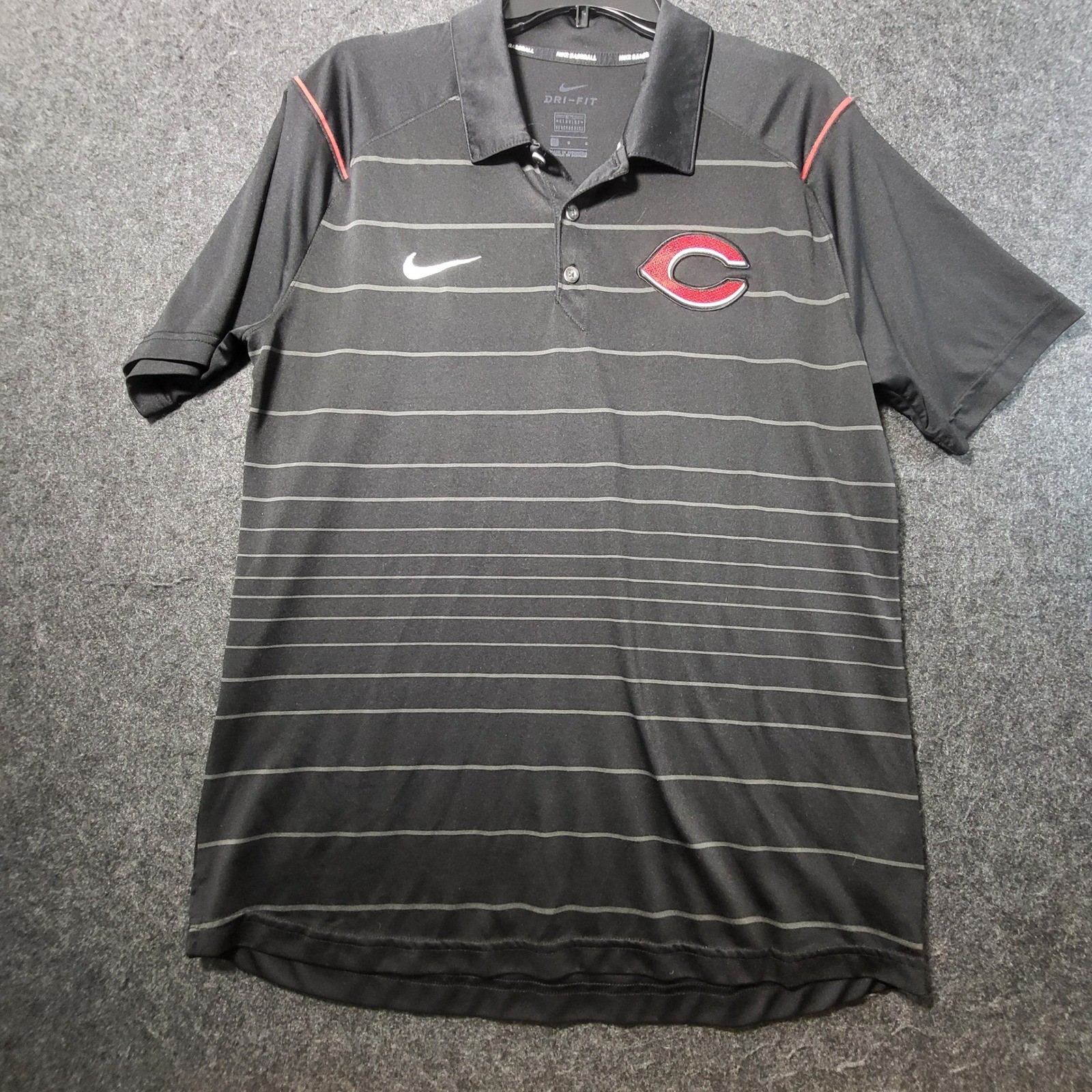 Cincinnati Reds MLB Nike Dri-FIT Baseball Polo Shirt Mens Large Black