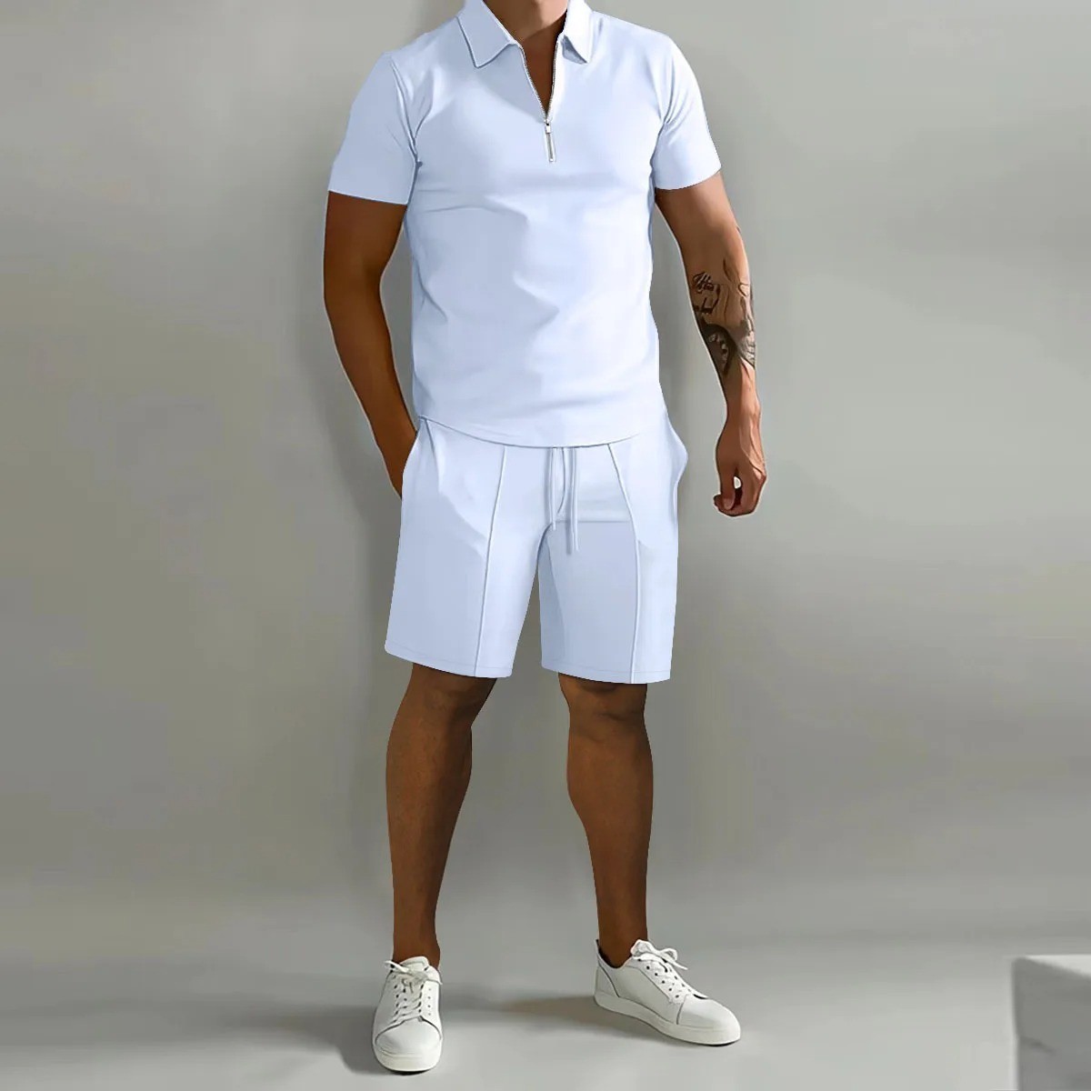 Men’s Polo Shirt & Shorts Set Casual Loose Fit Summer Tracksuit Outfit