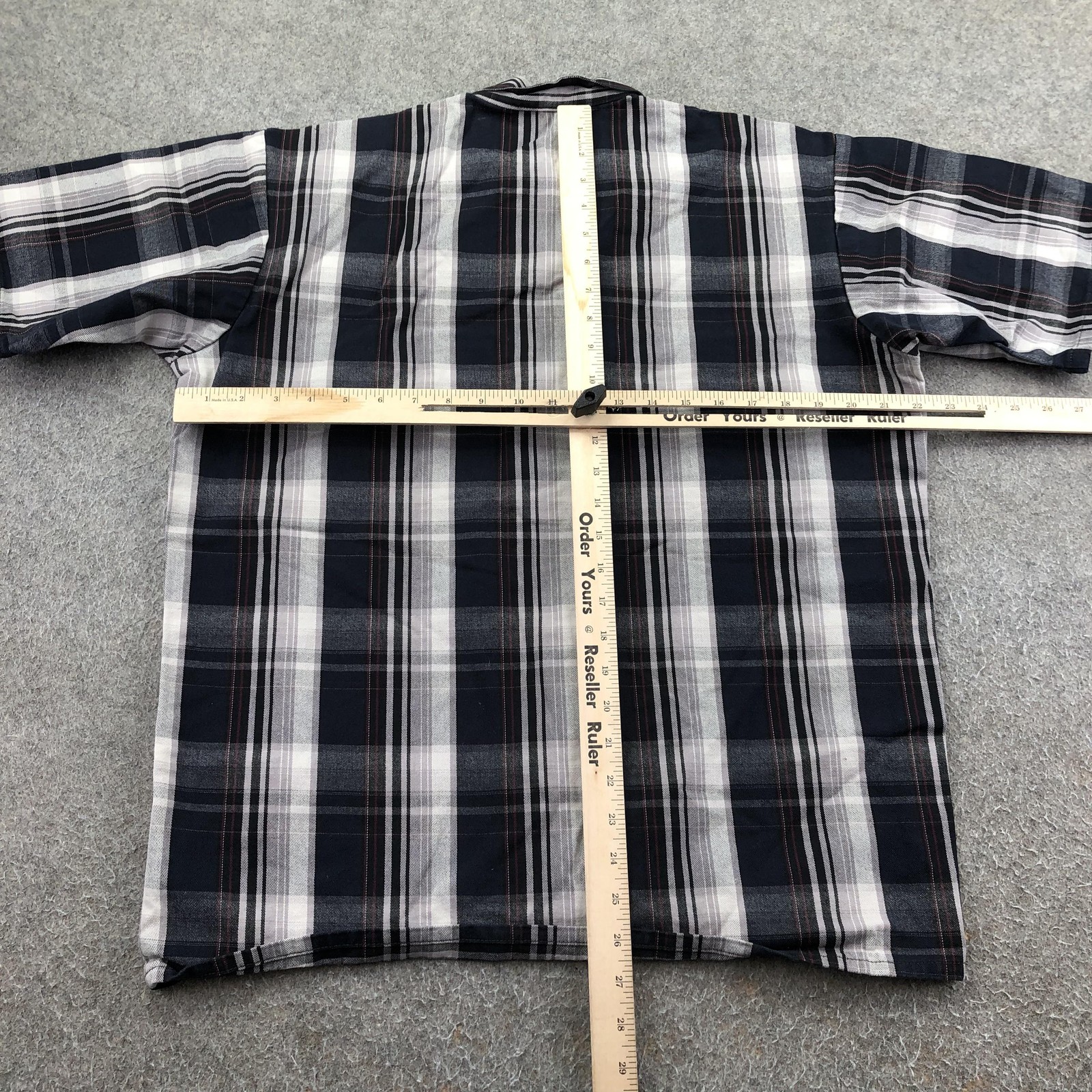 Ben Davis Shirt Mens Medium Blue Plaid Short Sleeve Full Zip Workwear Casual