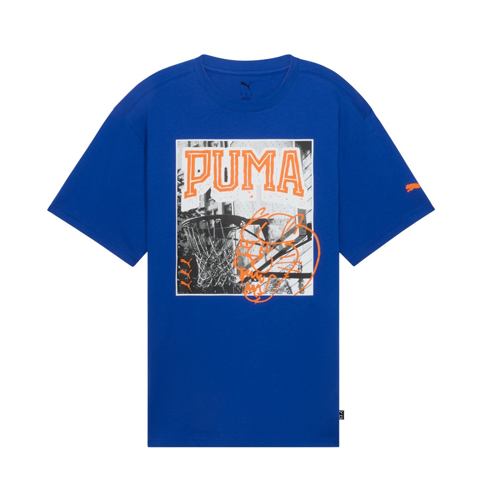 PUMA Hoops X Energy Crew Neck Short Sleeve T-Shirt Mens Blue Casual Tops 631742