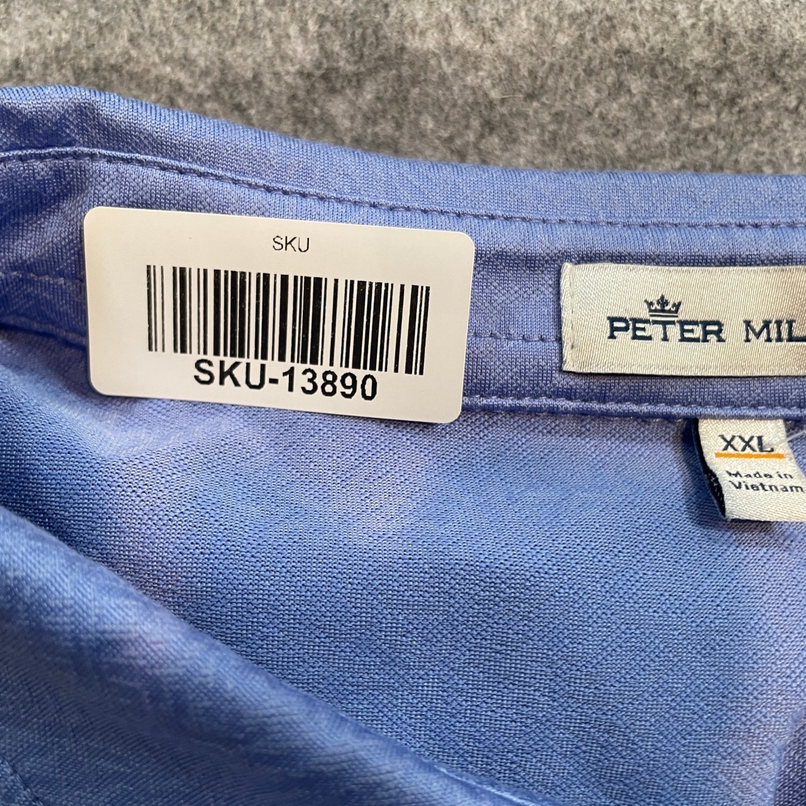 Peter Millar Mens Polo Shirt XXL Blue Subtle Textured Pattern Short Sleeve