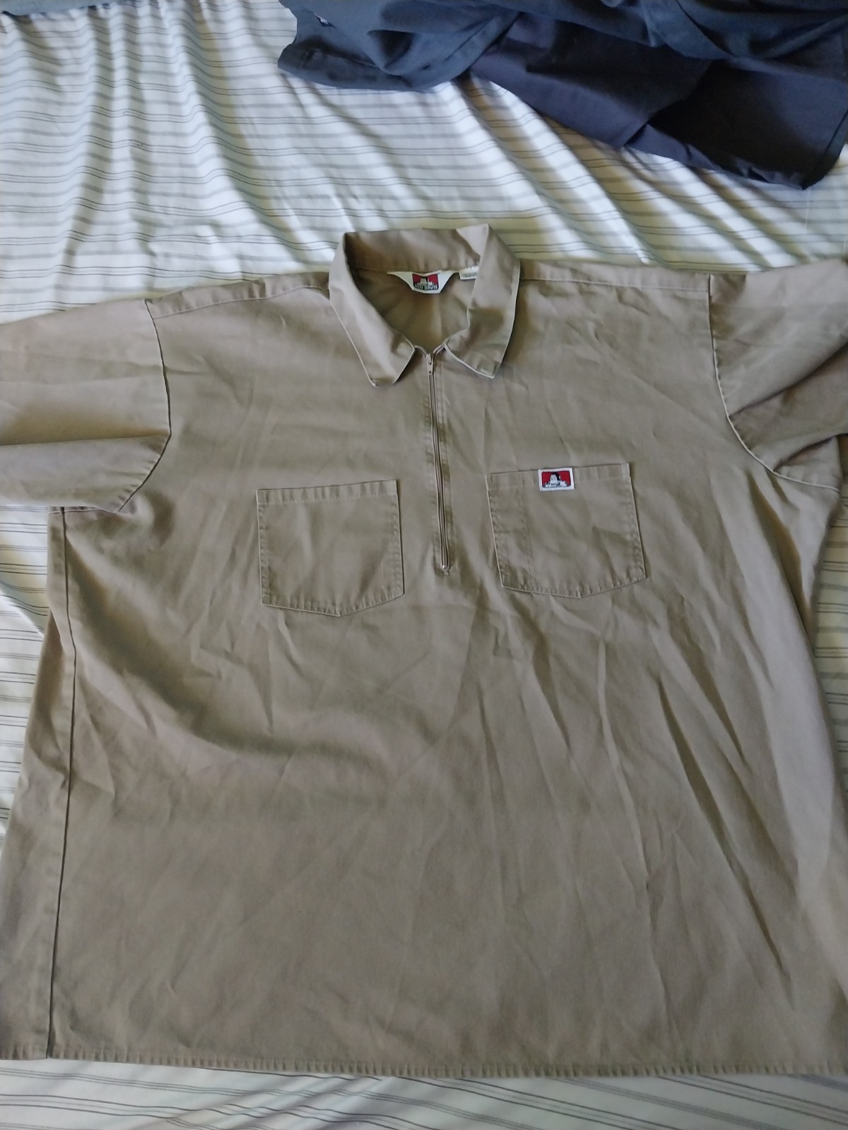Baggy Cholo Y2k Ben Davis Men’s XXXL Kahki Half Zip Work Shirt