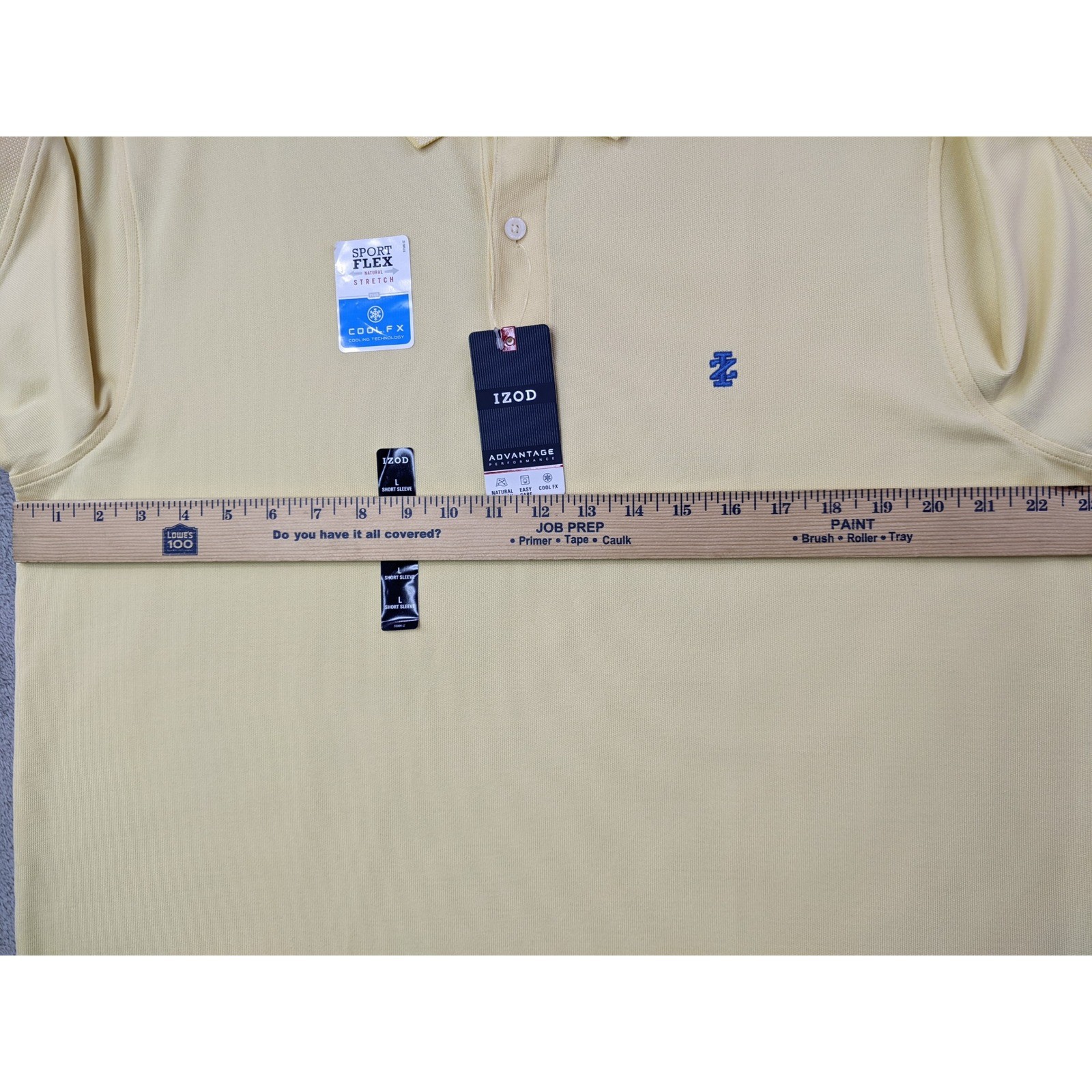 IZOD Advantage Performance Mens Large Natural Stretch Golf Polo Shirt Yellow