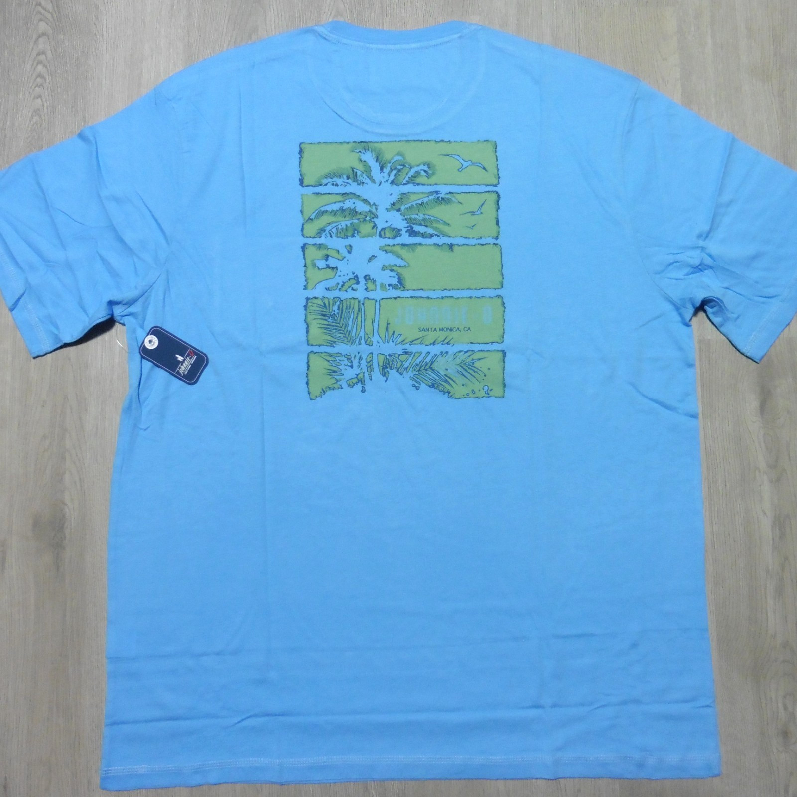 JOHNNIE O Mens M MEDIUM T SHIRT PALM PARADISE MALIBLU GOLF BLUE SANTA MONICA TEE