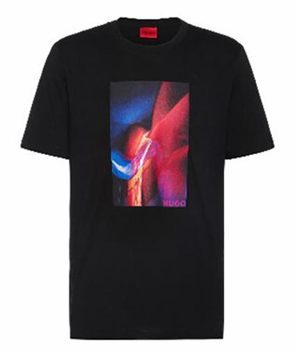 NWT HUGO BOSS LOGO-ARTWORK Cotton Crew Neck Cotton Jersey T-Shirt Black M (Med)