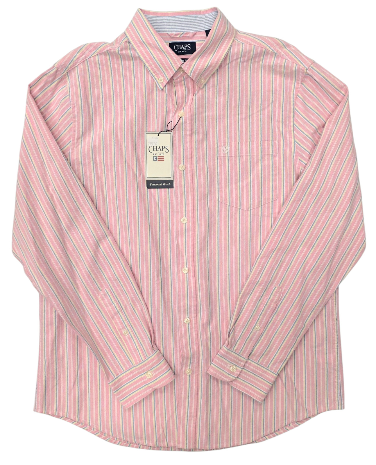 Chaps #11870 NEW Men’s Striped Seacoast Wash 100% Cotton Oxford Woven Shirt