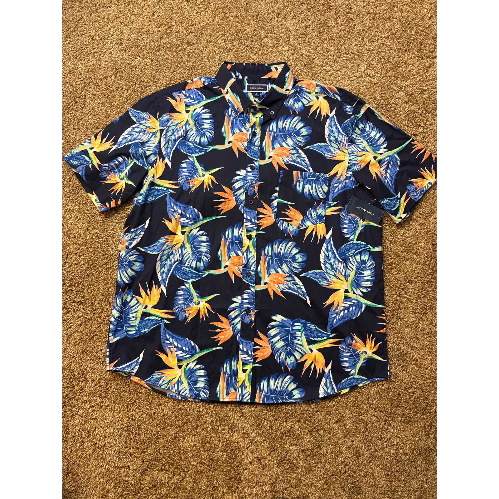 NWT Club Room Tropical Floral Print Hawaiian Shirt Mens Size XL MSRP 49.50