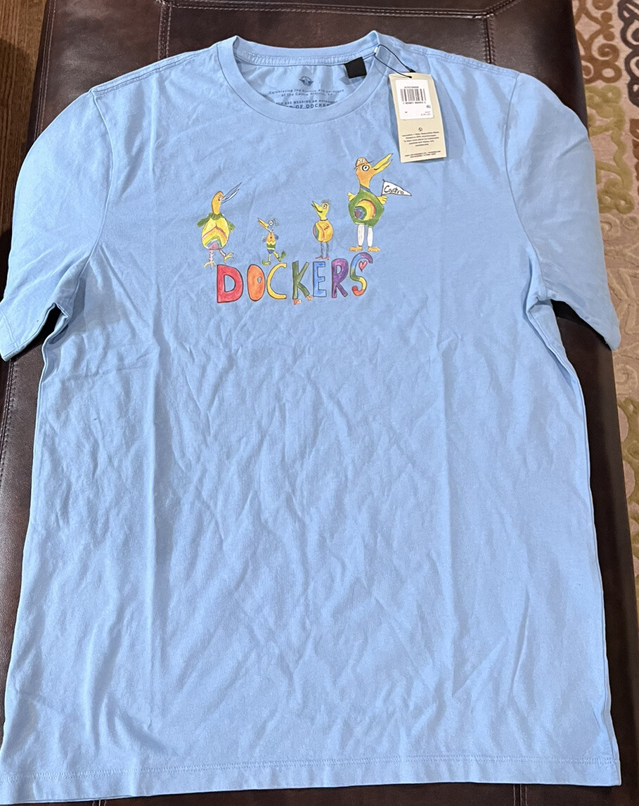 Dockers T-shirt Castro District SF Richard Ceely Design Blue Medium Slim Fit