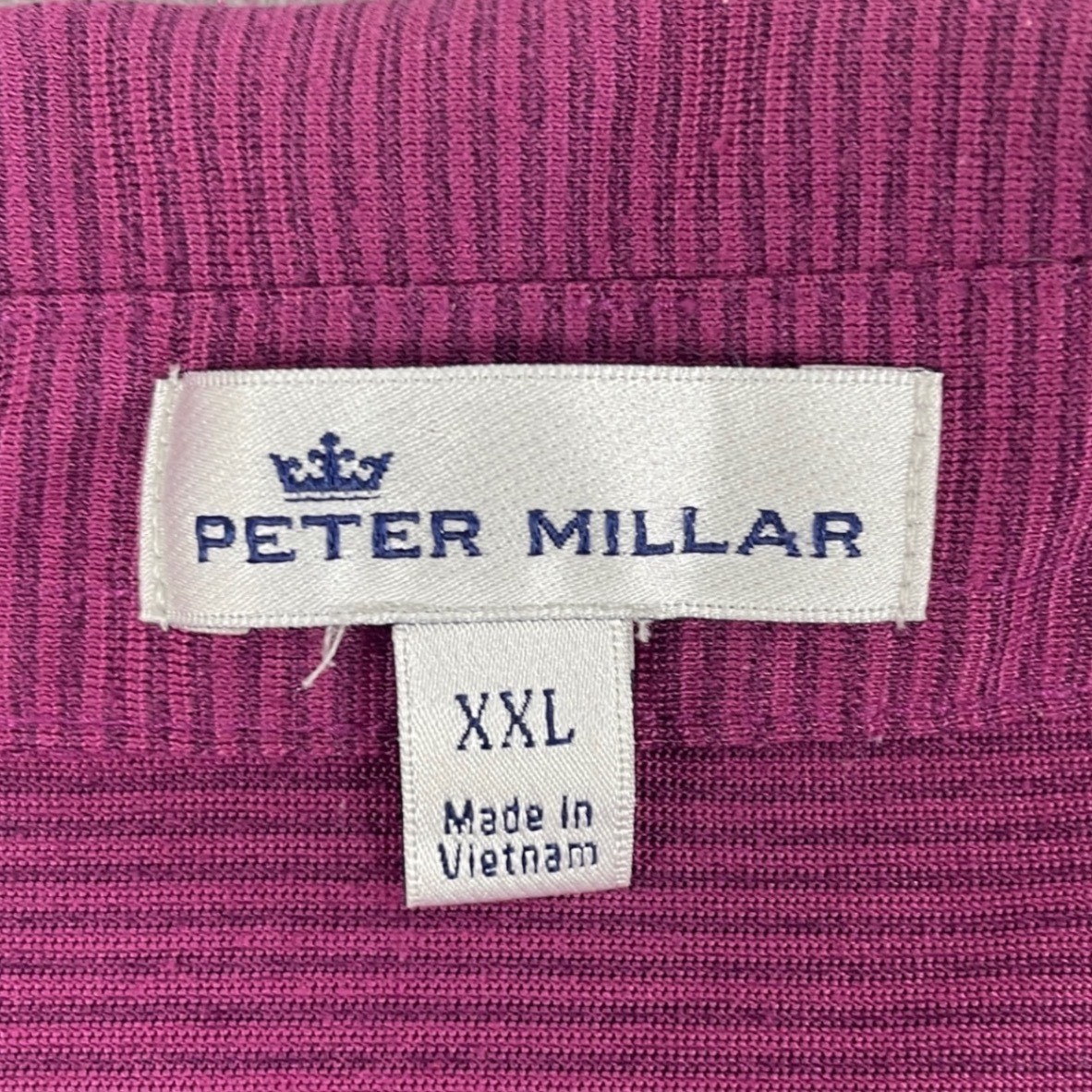 Peter Millar Men XXL Purple Polo Bandon Dunes Golf Shirt Striped Performance