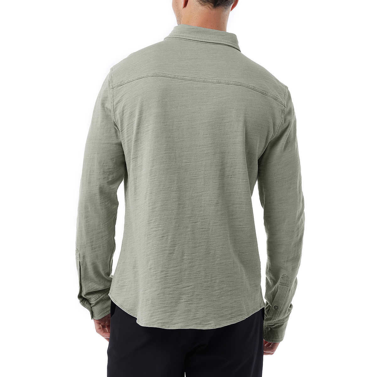 32 Degrees Men’s Long Sleeve Button Down Shirt, Knit Fabrication, Relaxed Fit