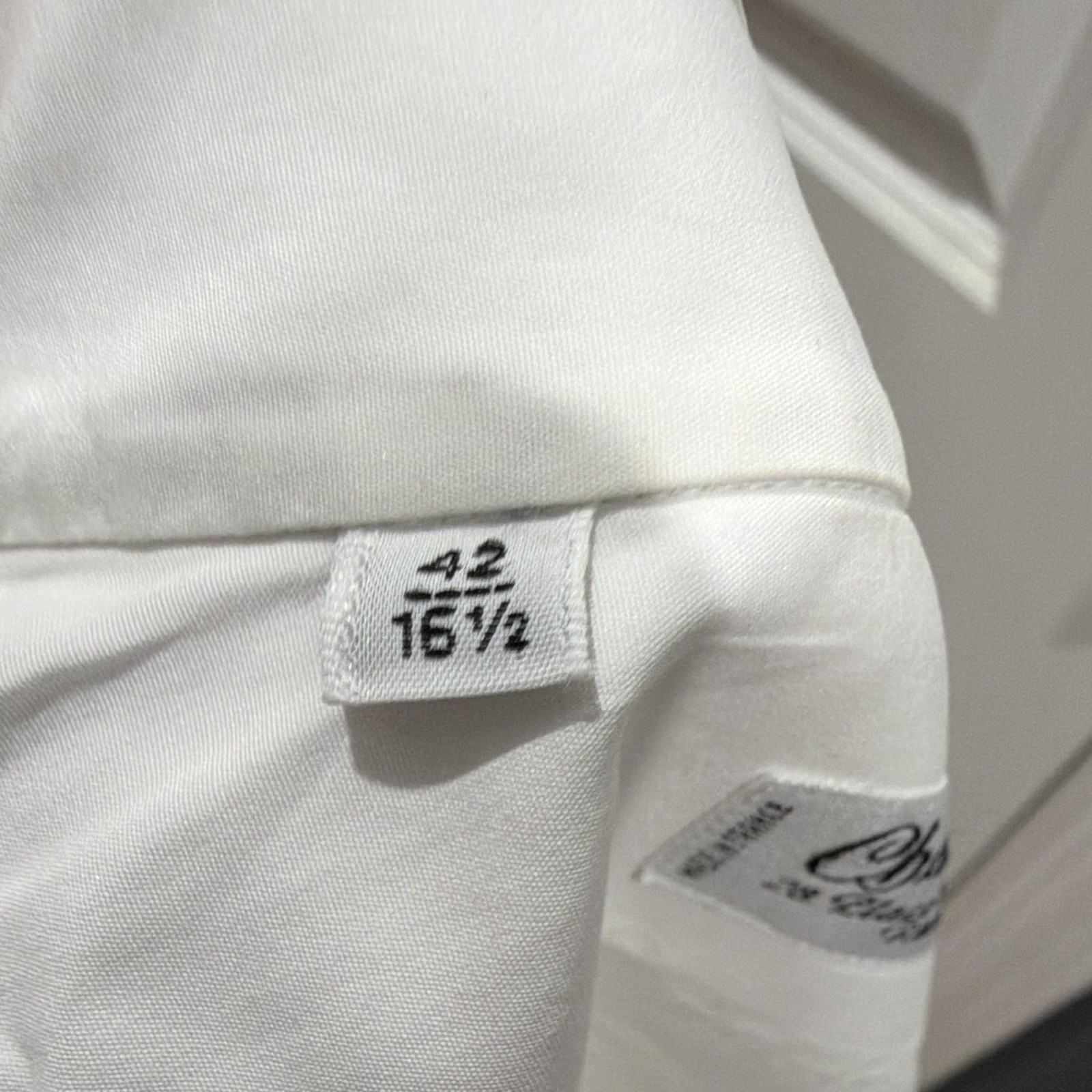 Charvet Classic Fit White Solid Cotton Dress Shirt 28.5×29.5 Point Collar