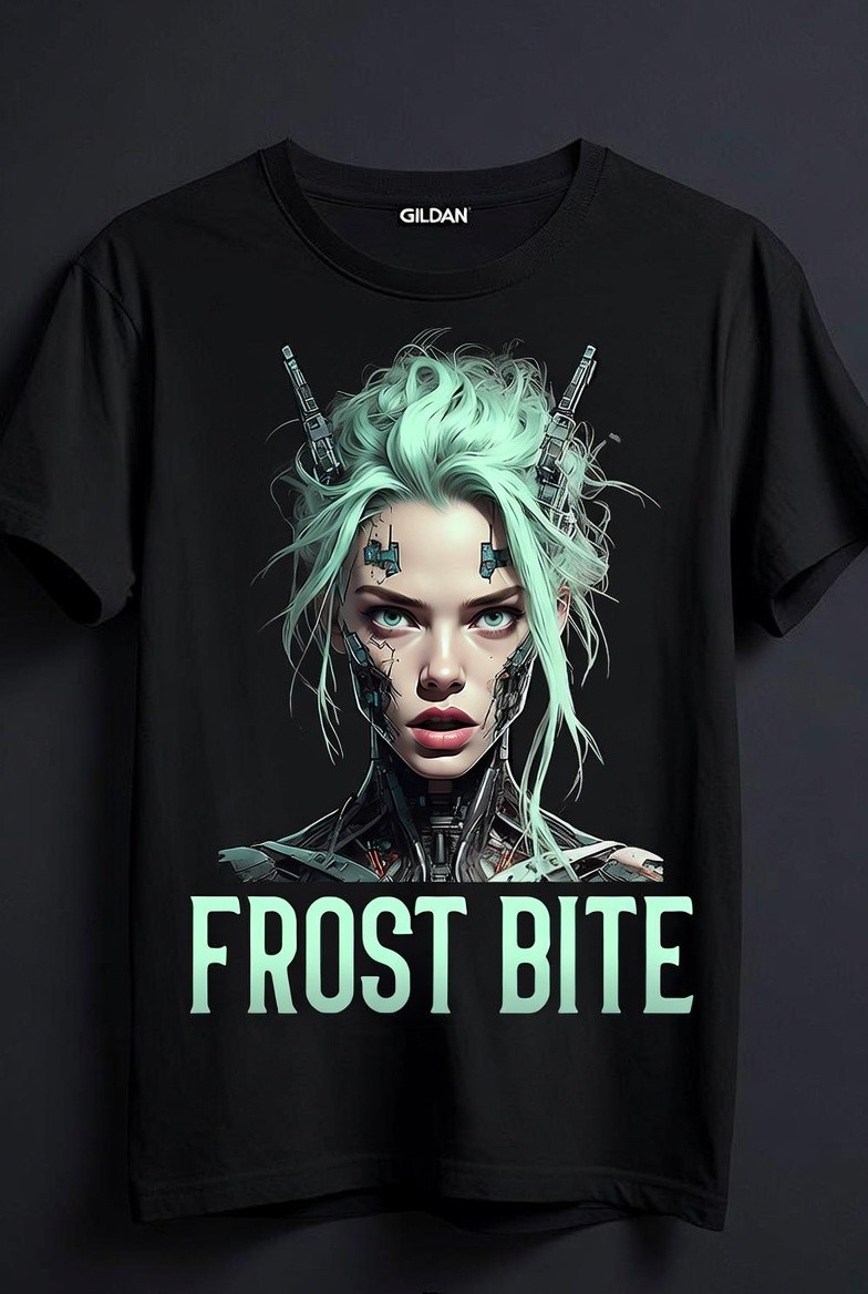 Streetwear Black T-Shirt Frost Bite Sexy Girl Graphic Print Unisex