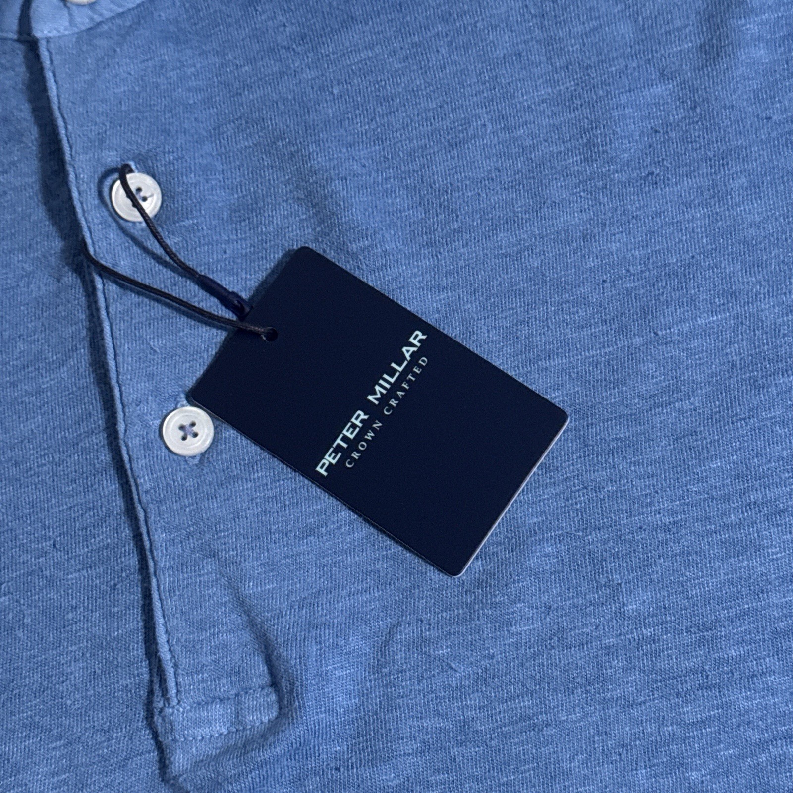 Peter Millar Crown Crafted Men’s 2XL 100% Linen Blue Pearl Greystone Polo XXL