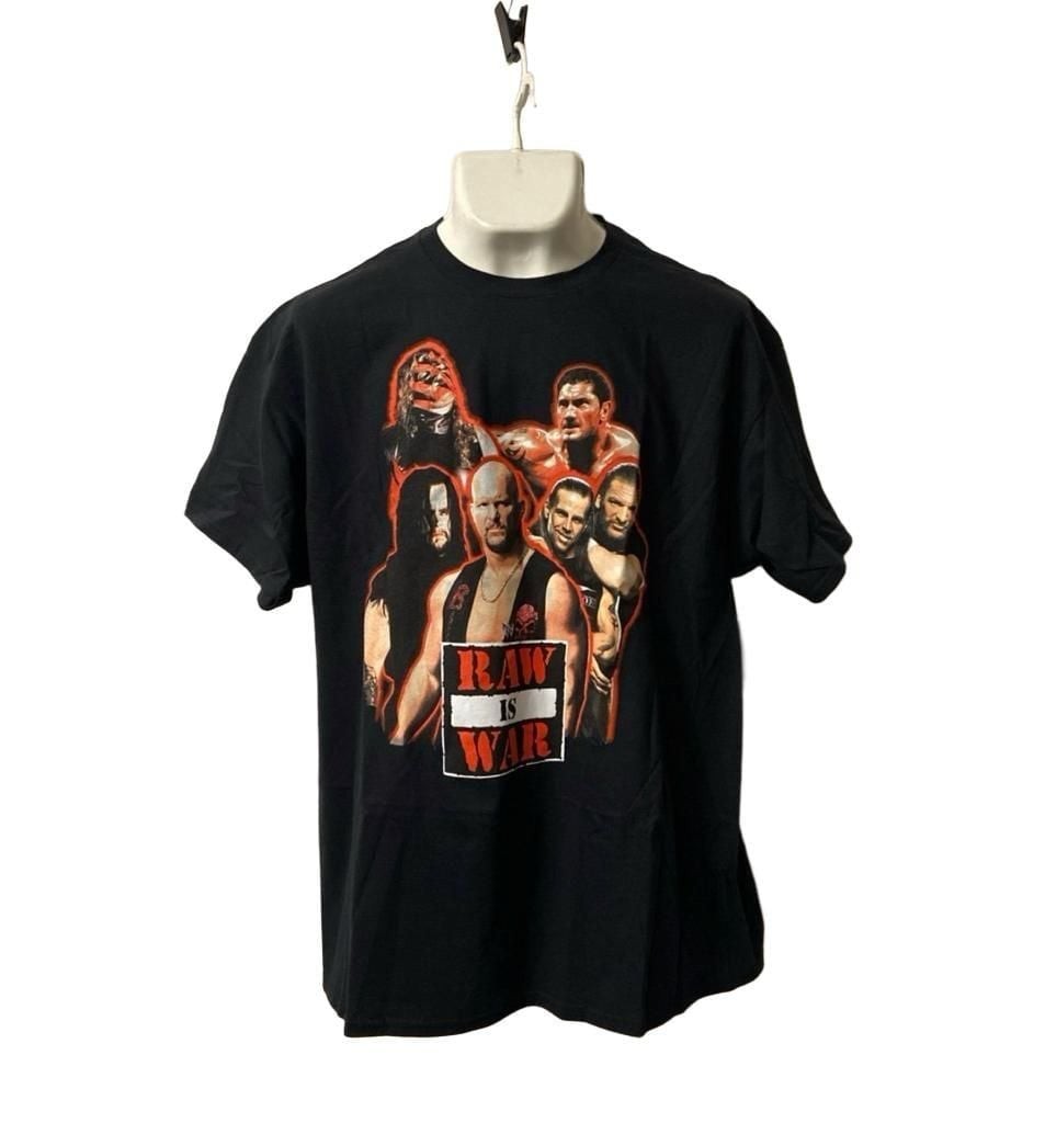 WWE Men’s Raw Is War Graphic T-Shirt Stone Cold Steve Austin, Kane, Triple H,