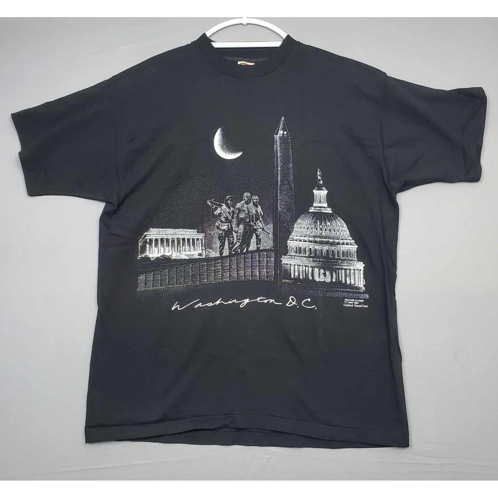 Vintage Washington DC Shirt Mens XL Black Single Stitch Military Memorial 80s