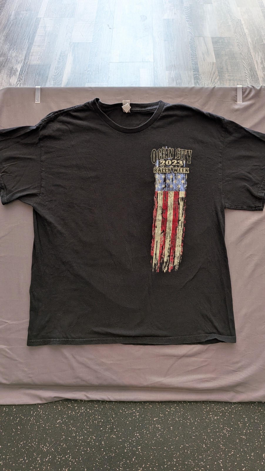 Gildan Ocean City MD Bike Rally Week 2023 Skull USA Flag Graphic Tee Black XL