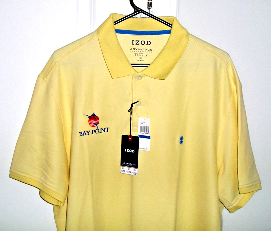 NWT~IZOD ADVANTAGE PERFORMANCE NATURAL STRETCH YELLOW (XL) BAY POINT, FL. POLO!