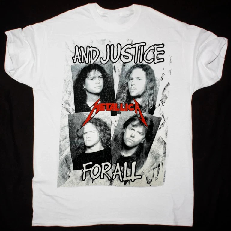 Metallica And Justice For All Inspired White T-Shirt – Fanmade Rock Tee