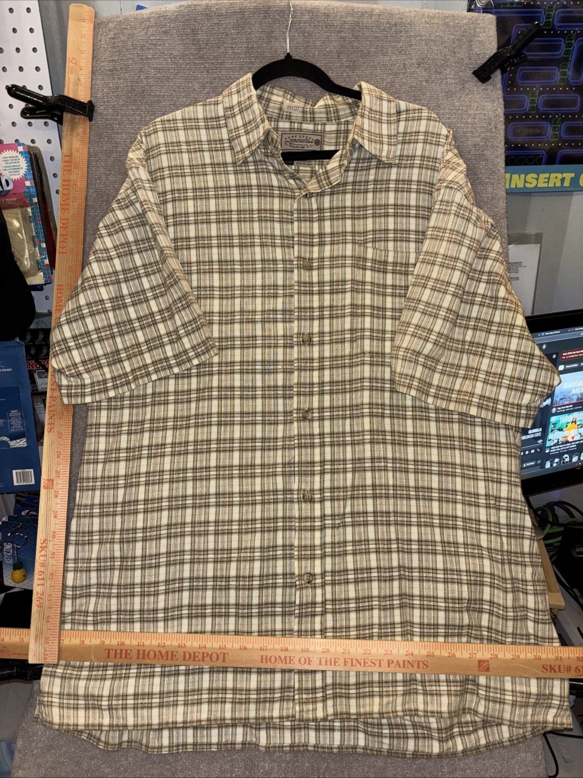 Pure Stuff Shirt Mens Size XXL Button Down Collar 100% Cotton Made In India