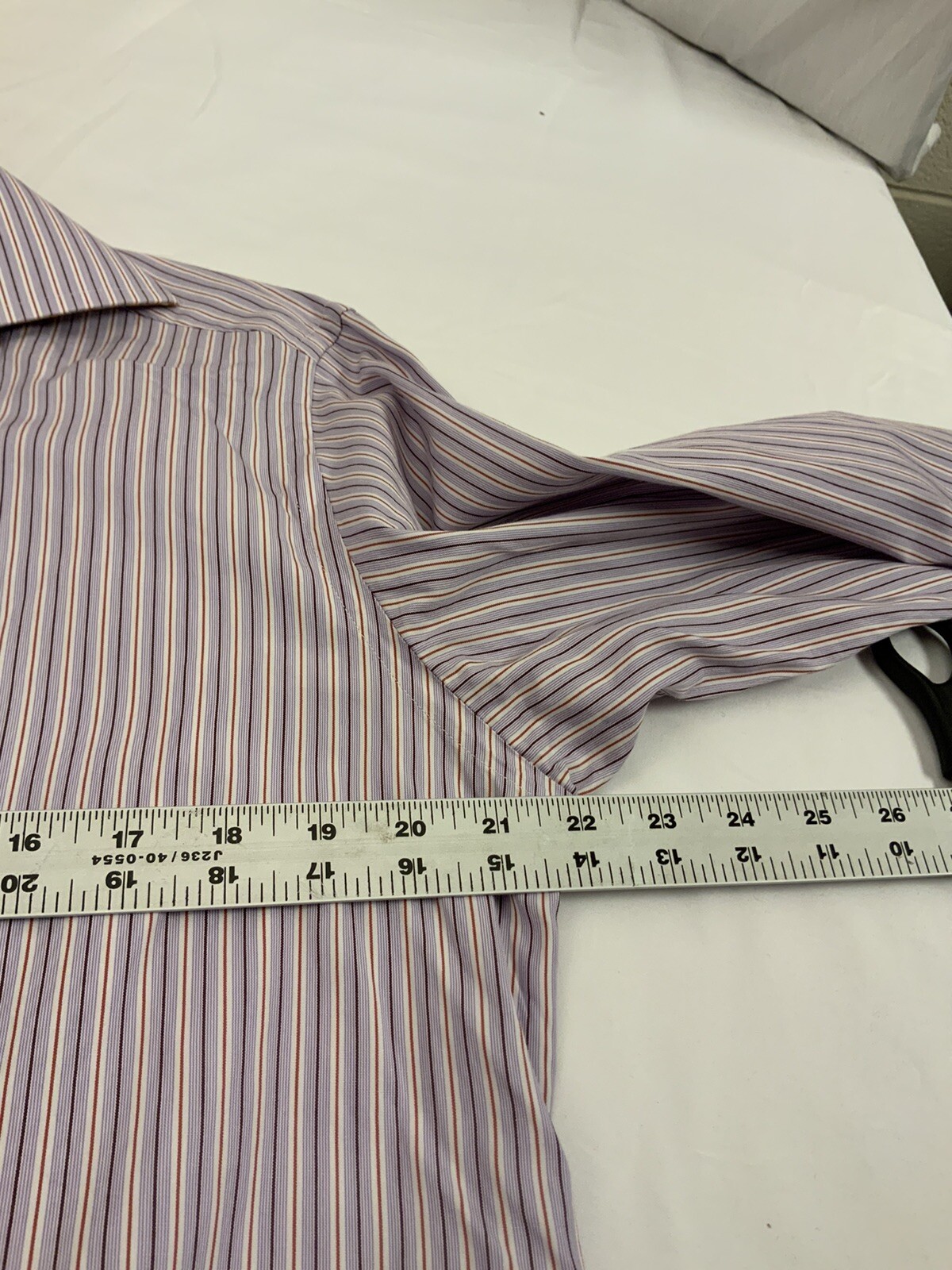 Niformis Flip Cuff Shirt 16 35 Purple Stripe 100% Cotton Floral Italy YGI Q1-88