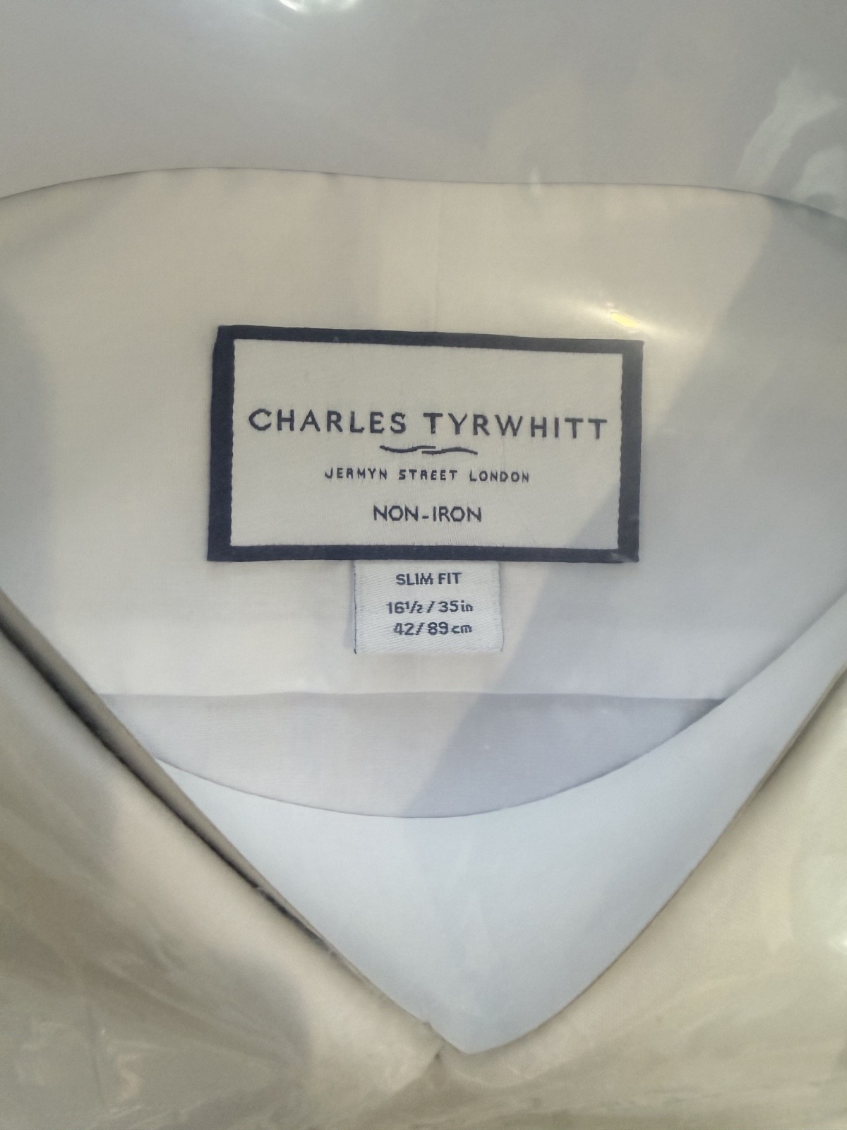 NEW Charles Tyrwhitt Mens slim fit white shirt 16.5×35 non-iron stretch $129