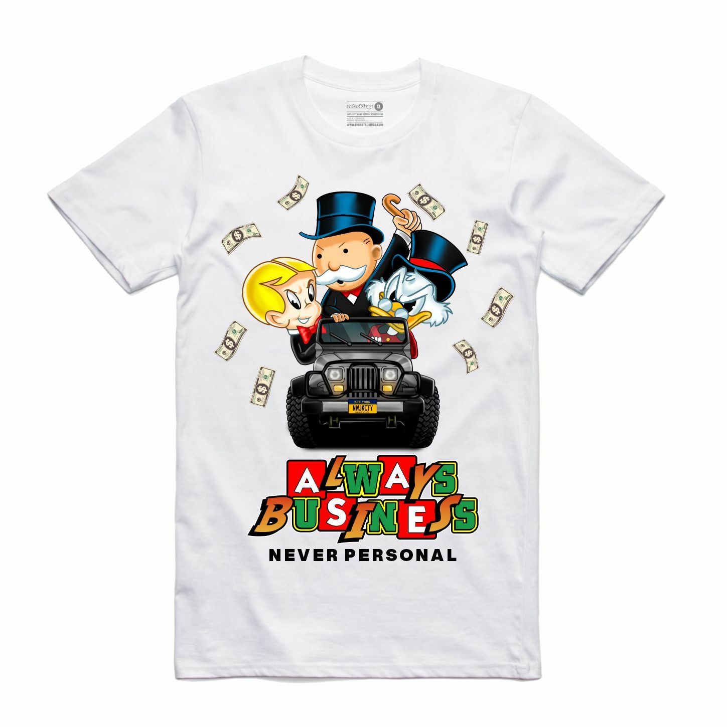 NEW Streetwear on Demand ALWAYS BUSINESS CARTOON WHITE Tee Shirt SMALL-3XLARGE