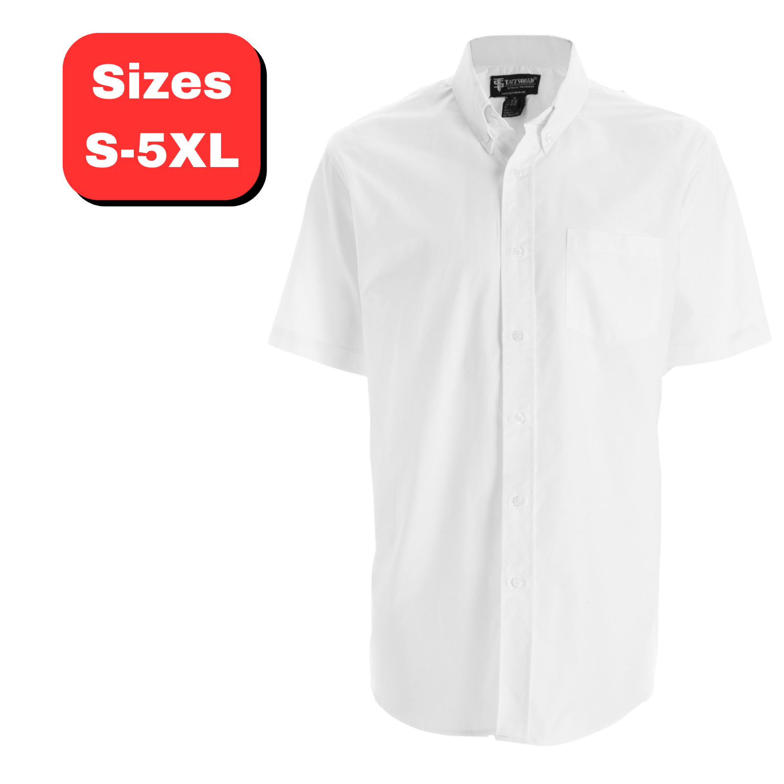 BRAND NEW Deluxe Oxford Button Up Short Sleeve Collar Dress Shirt White