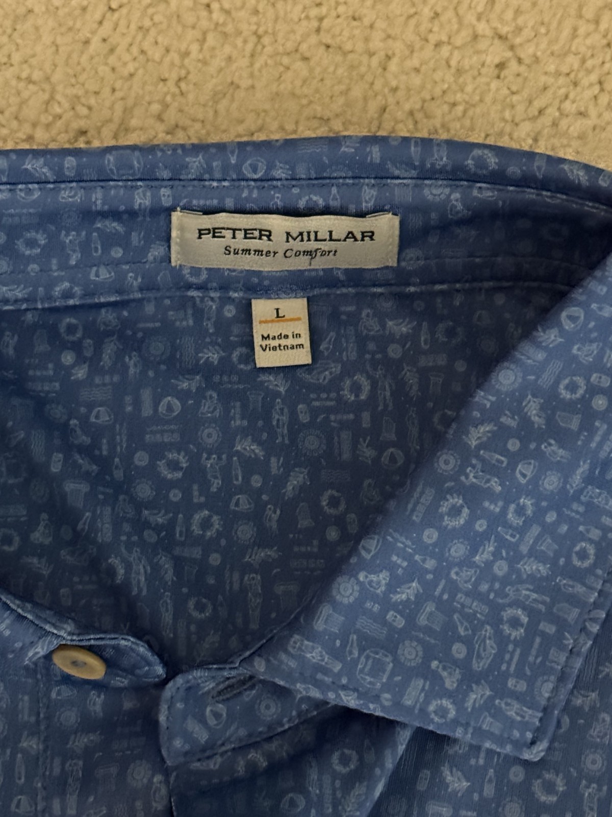 Men’s Peter Millar Polo- Brand New With Tags L- UPF Polo- Color- CBLU
