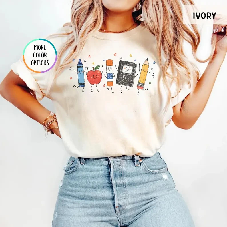 Cute Back To School Shirt School Supplies Teacher Tee Preschool Kindergarten
