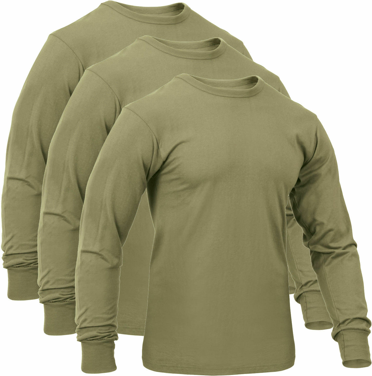 3 Pack Coyote Brown Official AR 670-1 Tactical US Army Solid Long Sleeve T-Shirt