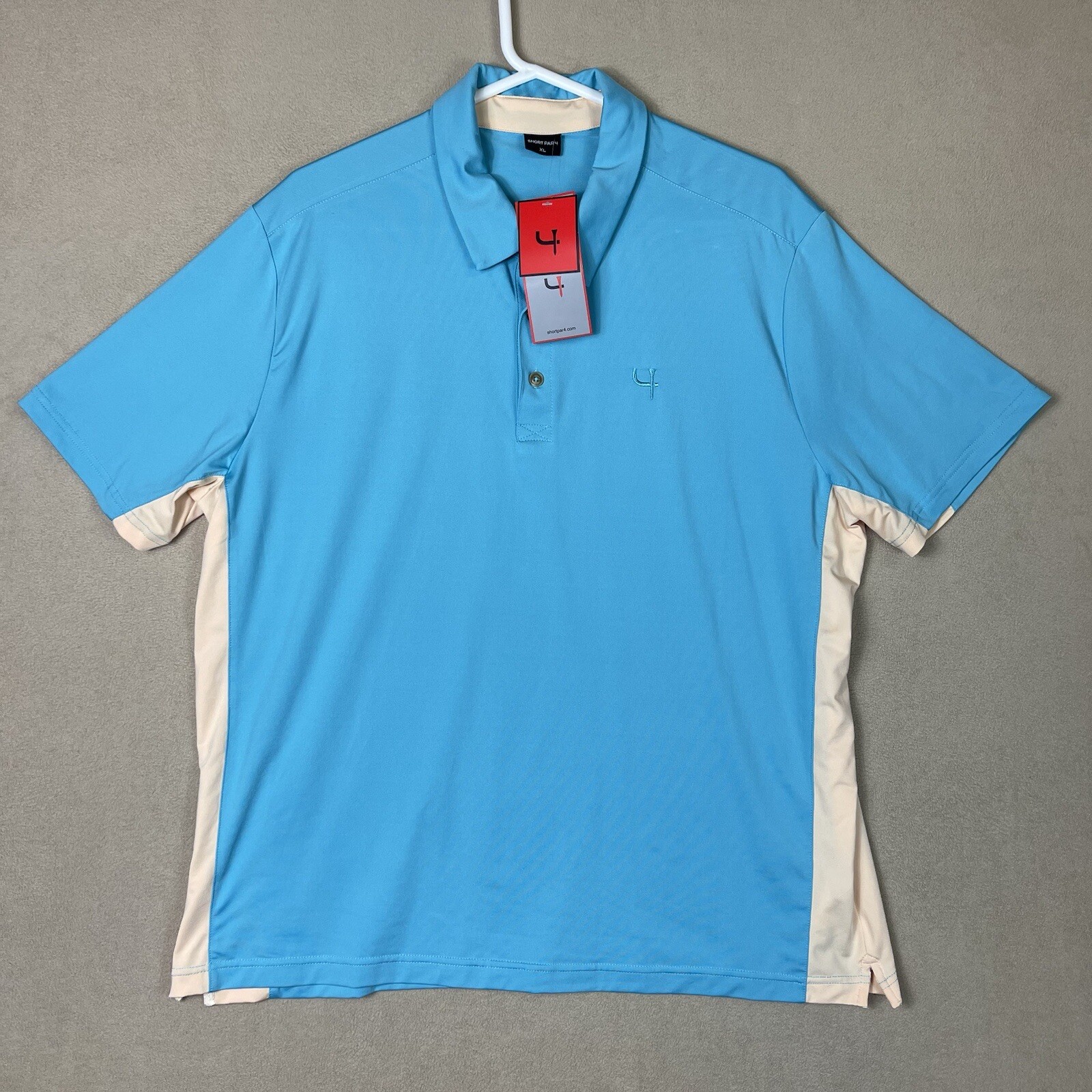 Short Par 4 Polo Shirt Mens Extra Large Blue Golf Rugby Preppy Adult NWD