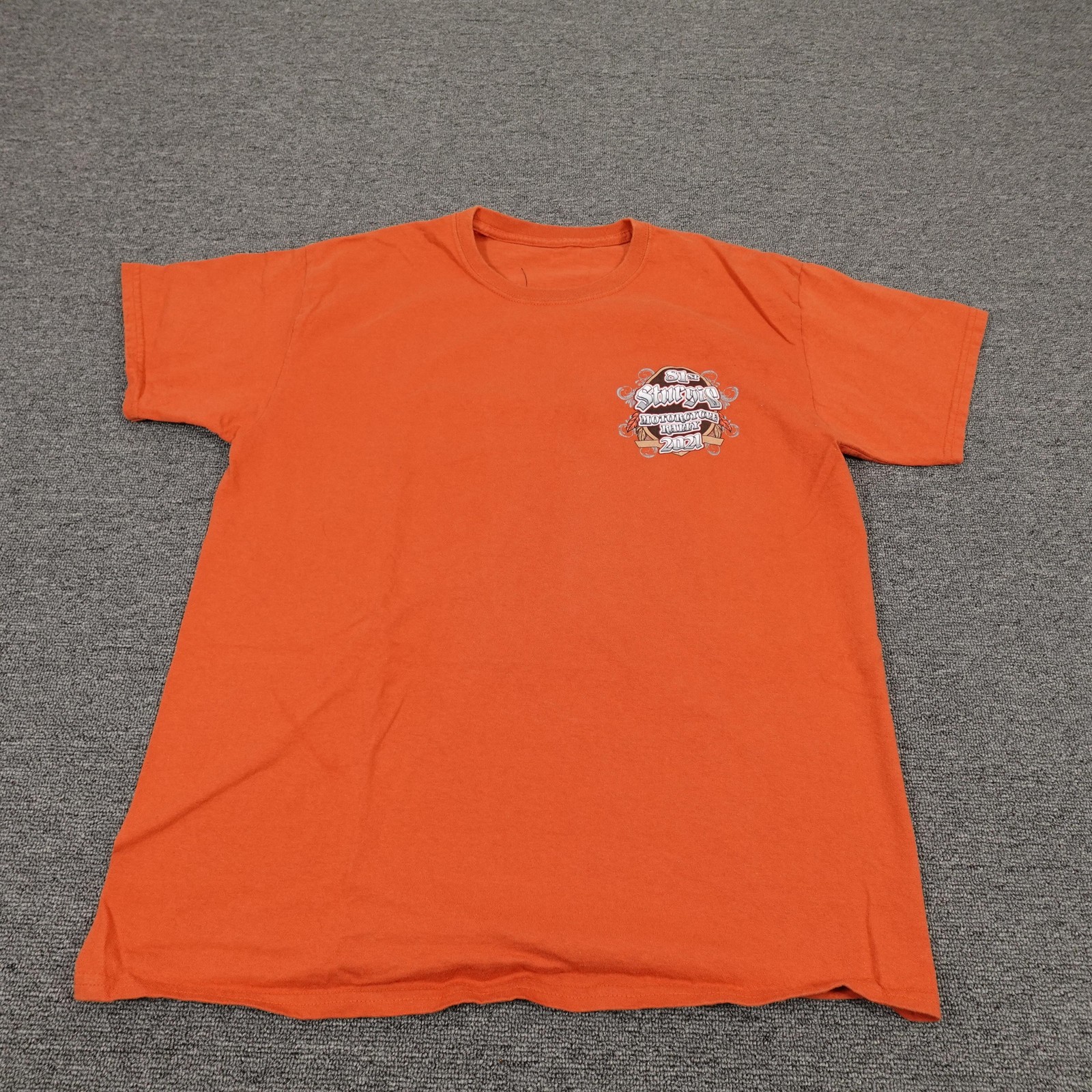 Sturgis Shirt Mens Large Orange 2021 Motorcycle Rally Mount Rushmore Graphic Tee