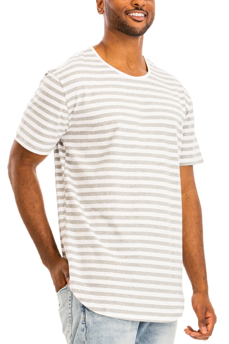WEIV Los Angeles Striped Basic Tee Gray/White Size XL