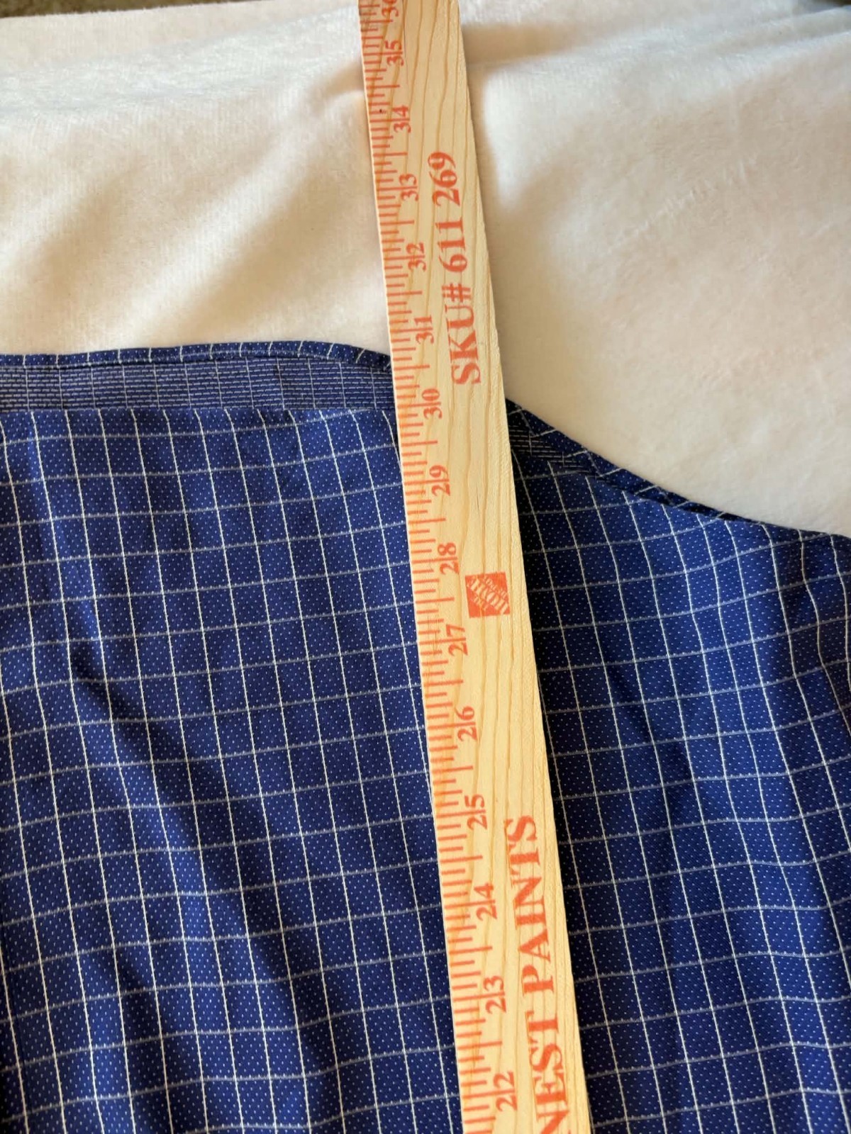 Bugatchi Shaped Fit XL Blue/White Check Dress Shirt 34/35 Contrast Trim