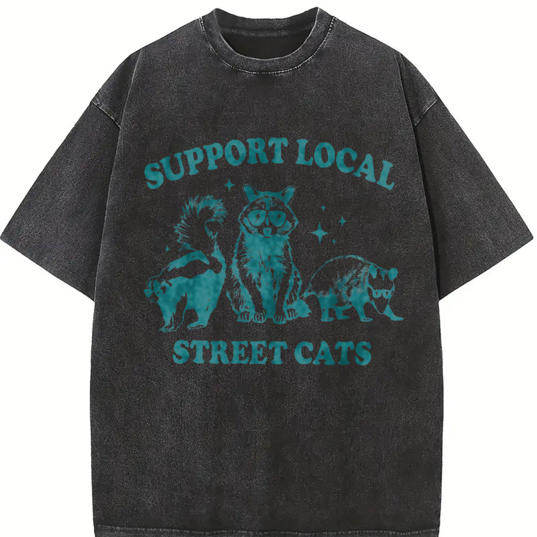 “Comfort Colors Support Local Street Cats Funny Raccoon Retro 90s Graphic Unisex
