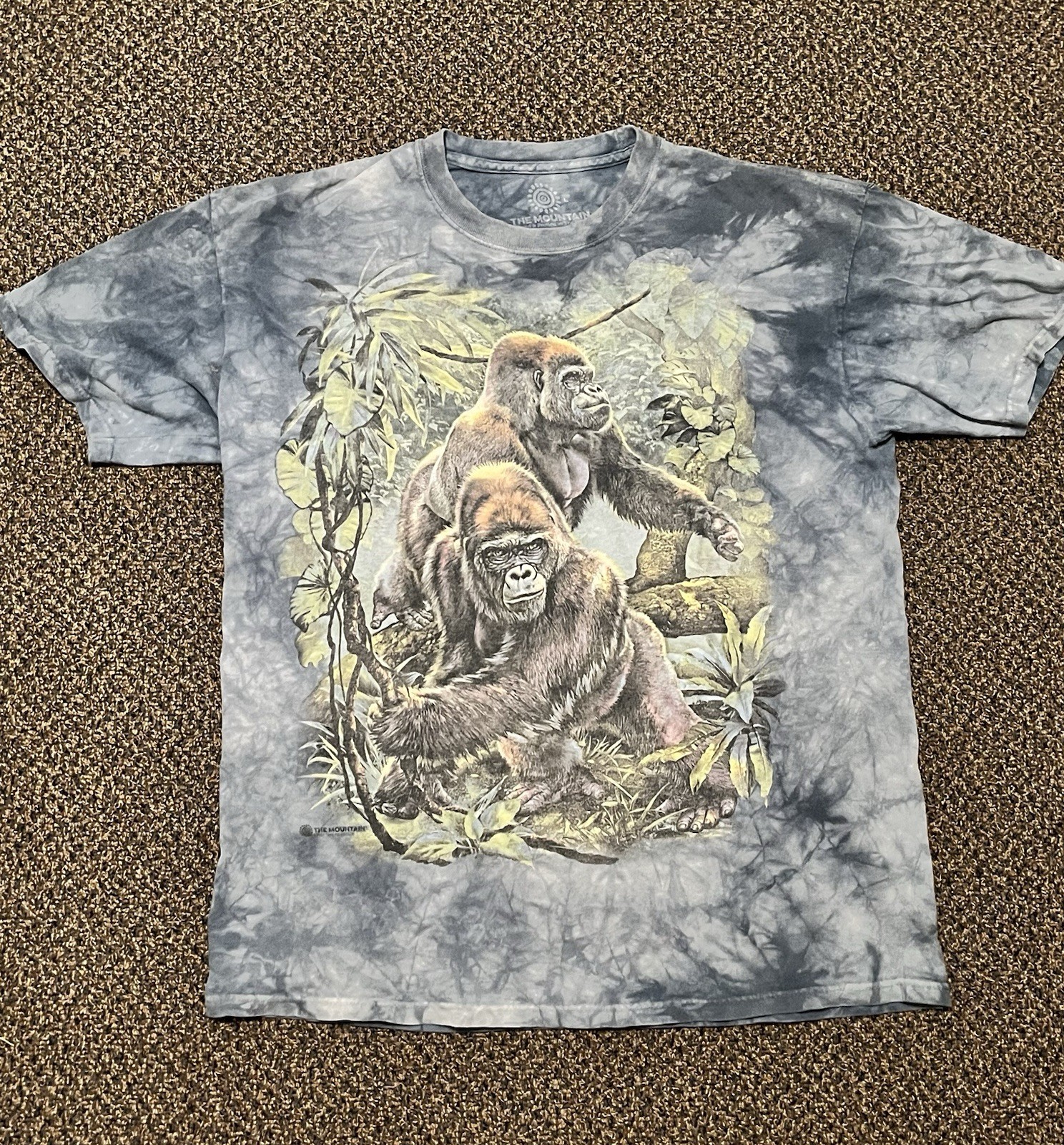 THE MOUNTAIN Jungle Gorillas Blue Tie Dye T-SHIRT – Large
