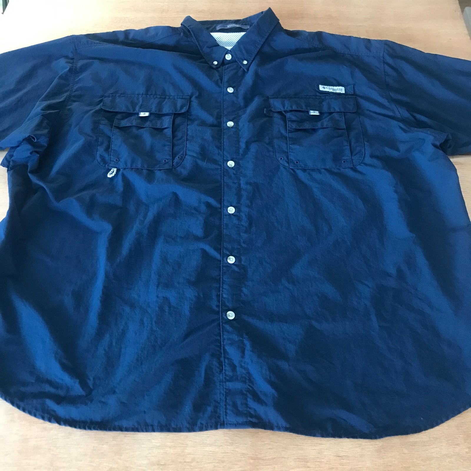 Columbia Bahama Omni Shield Shirt Men 4XL Blue Button Down Pocket Vented Outdoor