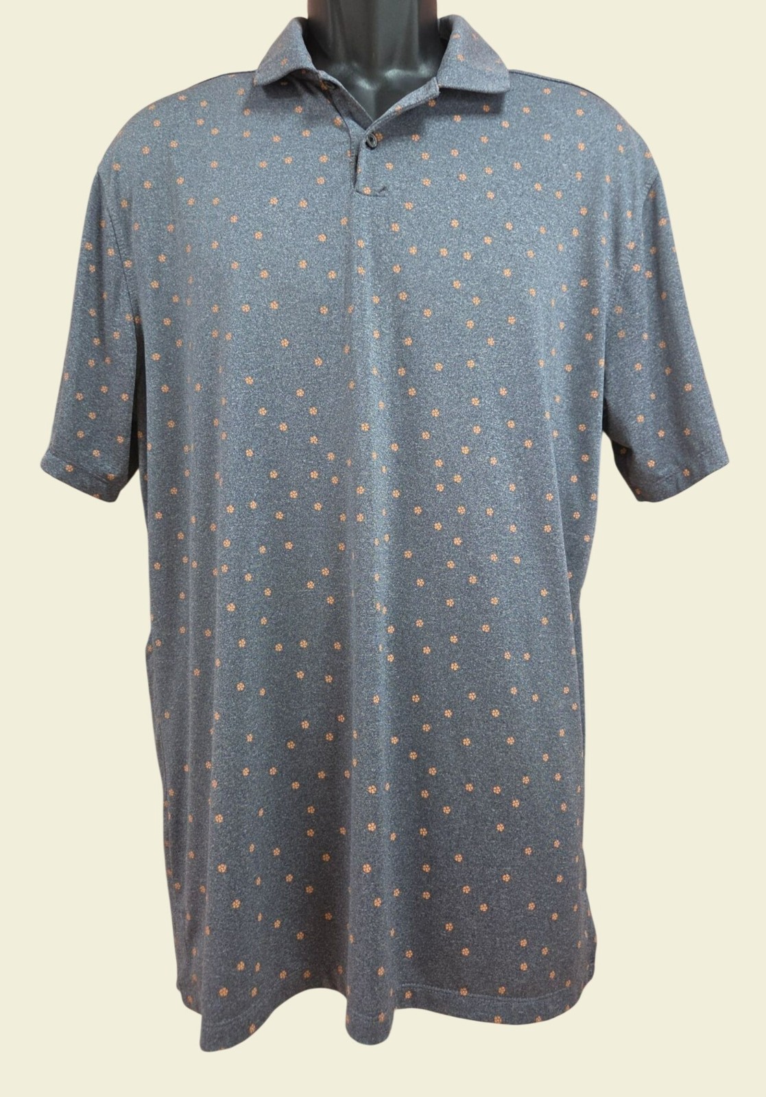 Nike Mens Dri-Fit Standard Fit Gray Floral Print Polo Medium