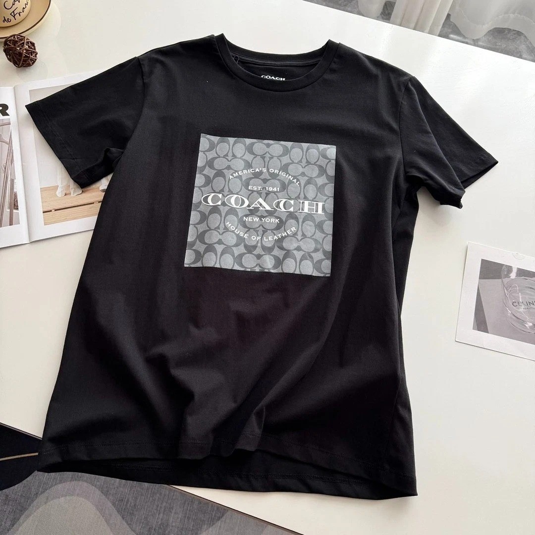 Coach New York Monogram Logo Graphic Black Fashion T-Shirt Unisex